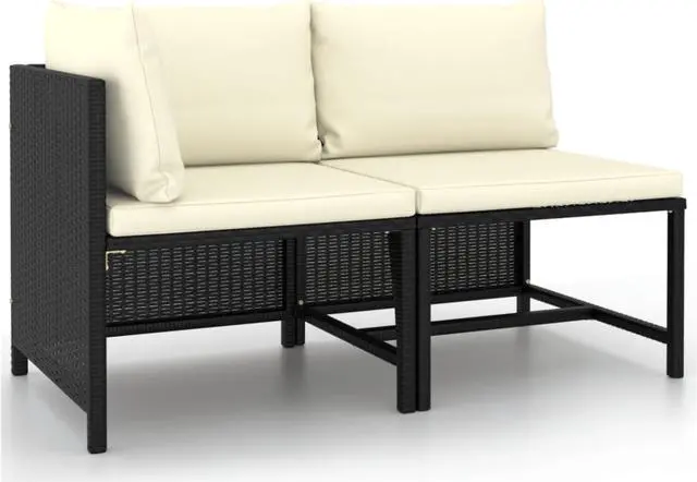 Alt view image 14 of 14 - vidaXL Patio Sofa Set 2 Piece Furniture Set for Garden Solid Teak Wood PE Rattan