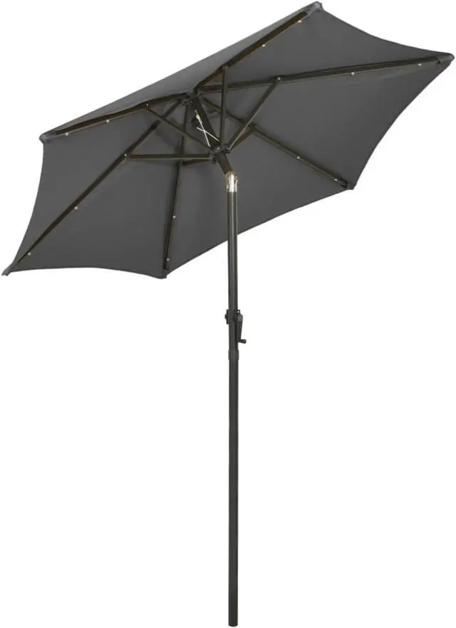 Alt view image 7 of 17 - vidaXL Parasol with LED Lights Anthracite 78.7"x83.1" Aluminum