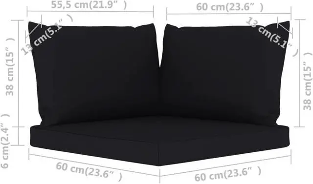 Alt view image 10 of 16 - vidaXL Chair Cushion 3 Pcs Outdoor Seat Cushion Sofa Pad Black Oxford Fabric