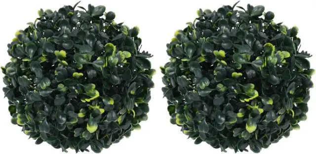 Alt view image 5 of 11 - vidaXL Fake Plant 2 Pcs Artificial Plant Boxwood Topiary Ball Floral Decor 8.7"