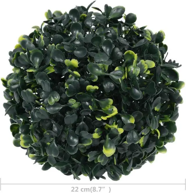 Alt view image 8 of 11 - vidaXL Fake Plant 2 Pcs Artificial Plant Boxwood Topiary Ball Floral Decor 8.7"