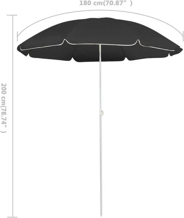 Alt view image 10 of 12 - vidaXL Garden Parasol with Steel Pole Shelter Outdoor Patio Sunshade 70.9"