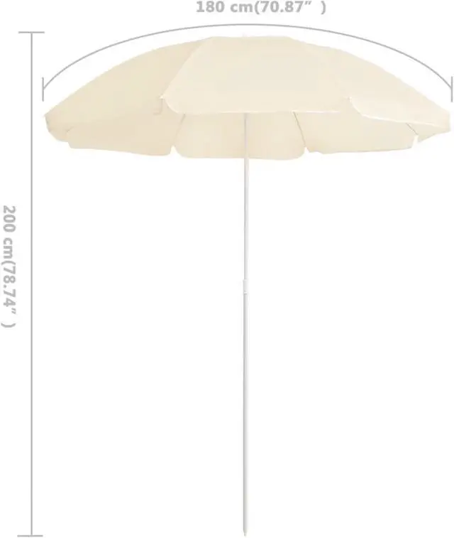 Alt view image 8 of 11 - vidaXL Outdoor Parasol with Steel Pole Sand 70.9"