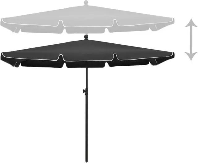 Alt view image 10 of 13 - vidaXL Garden Parasol Adjustable Shelter Outdoor Patio Sunshade Steel Anthracite