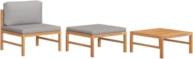 Alt view image 6 of 18 - vidaXL Patio Lounge Set 3 Piece Outdoor Patio Corner Seat Solid Teak Wood