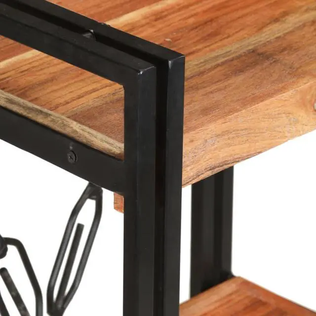 Alt view image 17 of 20 - vidaXL 3-Tier Solid Acacia Wood Bookcase 15.7" Bookshelf Stand Shelf Cabinet