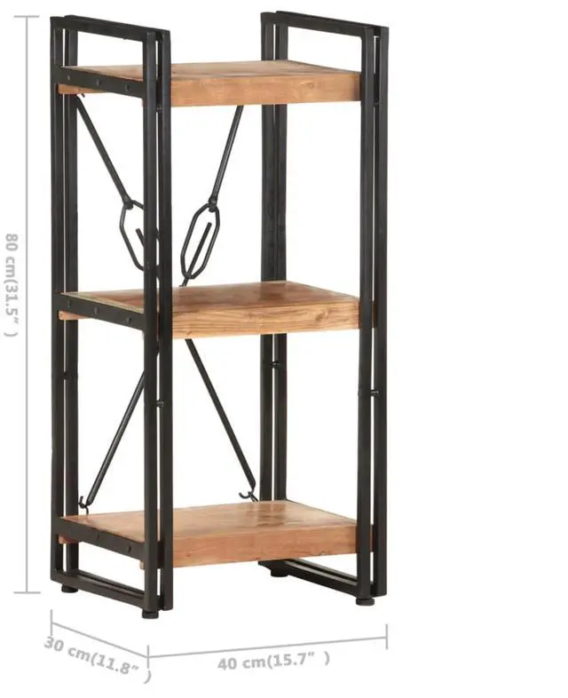 Alt view image 19 of 20 - vidaXL 3-Tier Solid Acacia Wood Bookcase 15.7" Bookshelf Stand Shelf Cabinet