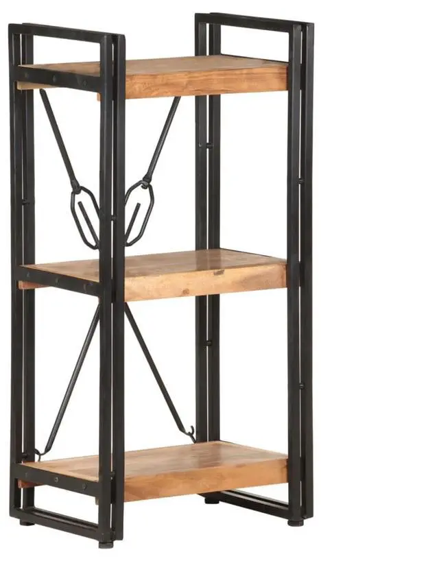 Alt view image 20 of 20 - vidaXL 3-Tier Solid Acacia Wood Bookcase 15.7" Bookshelf Stand Shelf Cabinet