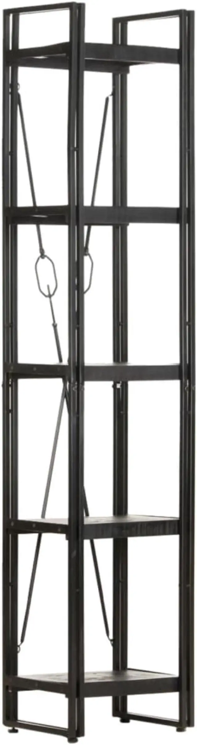 Alt view image 8 of 13 - vidaXL 5-Tier Solid Acacia Wood Bookcase Black 15.7" Bookshelf Stand Cabinet