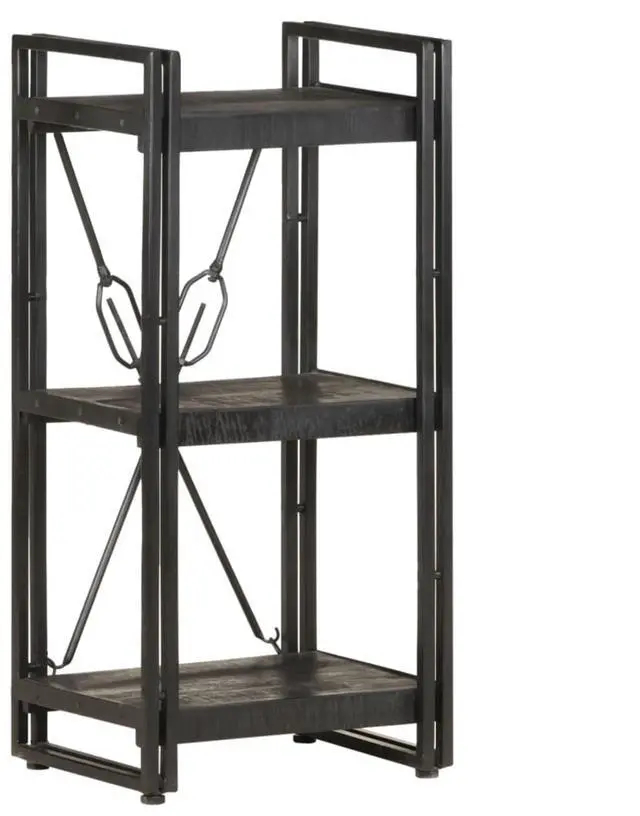 Alt view image 14 of 19 - vidaXL 3-Tier Solid Acacia Wood Bookcase Black 15.7" Bookshelf Stand Cabinet