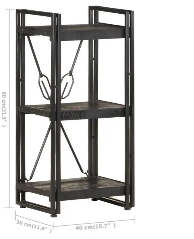 Alt view image 18 of 19 - vidaXL 3-Tier Solid Acacia Wood Bookcase Black 15.7" Bookshelf Stand Cabinet