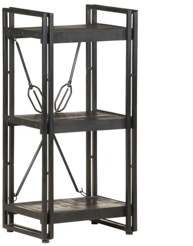 Alt view image 19 of 19 - vidaXL 3-Tier Solid Acacia Wood Bookcase Black 15.7" Bookshelf Stand Cabinet