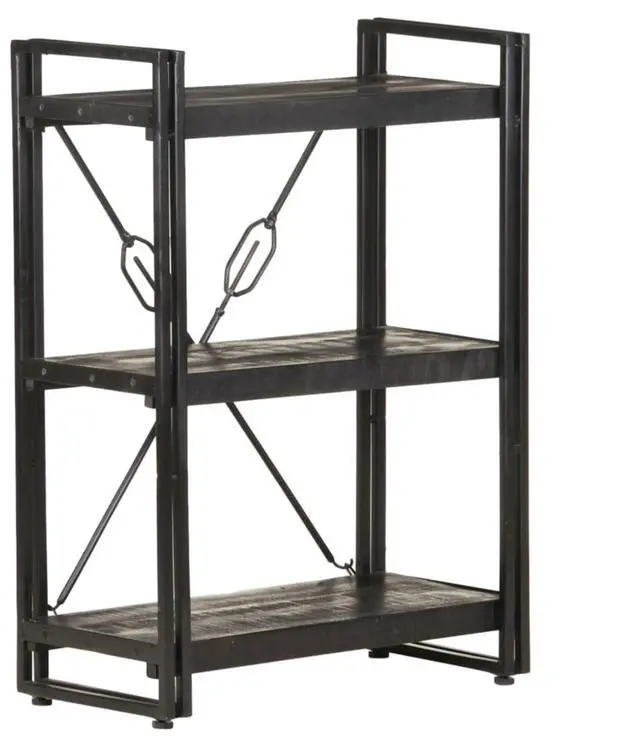 Alt view image 15 of 20 - vidaXL 3-Tier Solid Acacia Wood Bookcase Black 23.6" Bookshelf Stand Cabinet