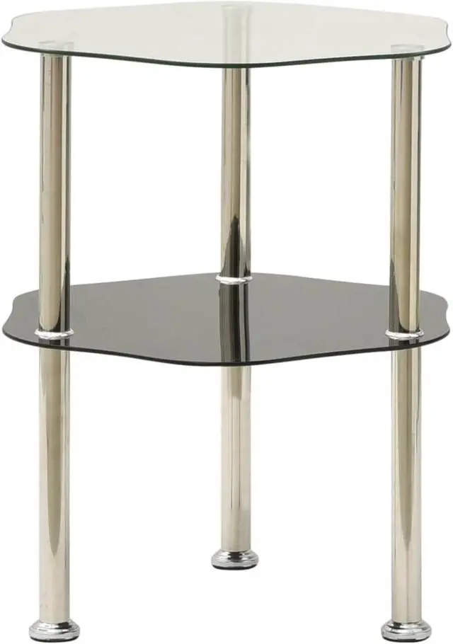 Alt view image 5 of 11 - vidaXL Side Table 2-Tier End Coffee Table Transparent and Black Tempered Glass