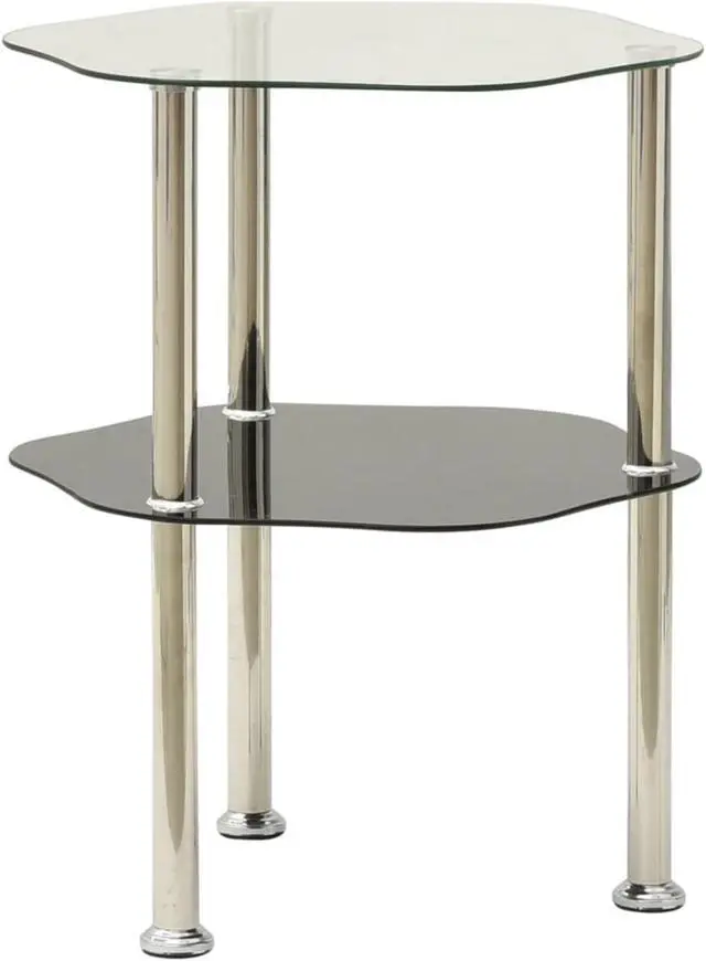 Alt view image 6 of 11 - vidaXL Side Table 2-Tier End Coffee Table Transparent and Black Tempered Glass
