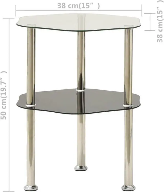 Alt view image 8 of 11 - vidaXL Side Table 2-Tier End Coffee Table Transparent and Black Tempered Glass