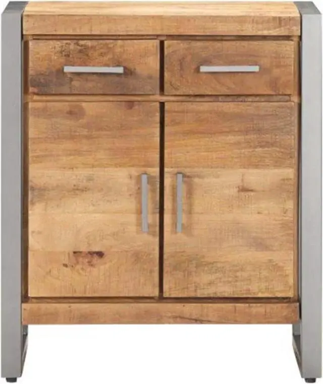 Alt view image 10 of 13 - vidaXL Sideboard Console Table with 2 Drawers and 2 Doors Rough Mango Wood