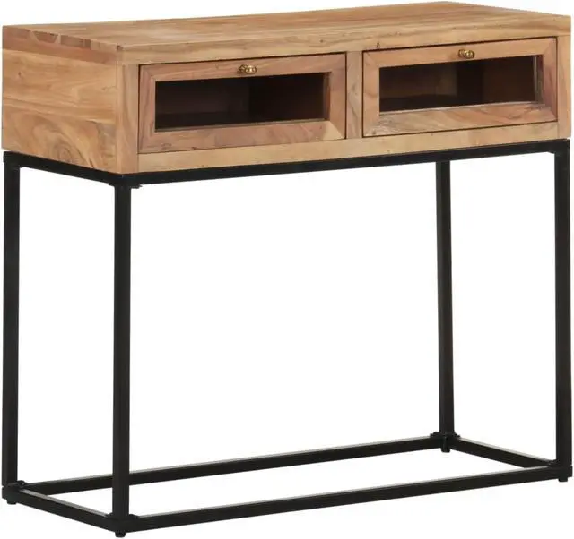 Alt view image 8 of 13 - vidaXL Console Table Natural brown Solid Acacia Wood 35.4 x 13.8 x 29.9 in