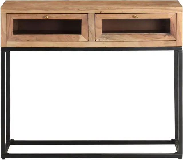 Alt view image 11 of 13 - vidaXL Console Table Natural brown Solid Acacia Wood 35.4 x 13.8 x 29.9 in
