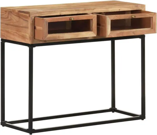 Alt view image 12 of 13 - vidaXL Console Table Natural brown Solid Acacia Wood 35.4 x 13.8 x 29.9 in