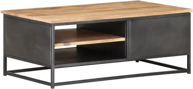 Alt view image 12 of 13 - vidaXL Coffee Table Wooden End Table Side Table Solid Wood Acacia 35.4 Inch