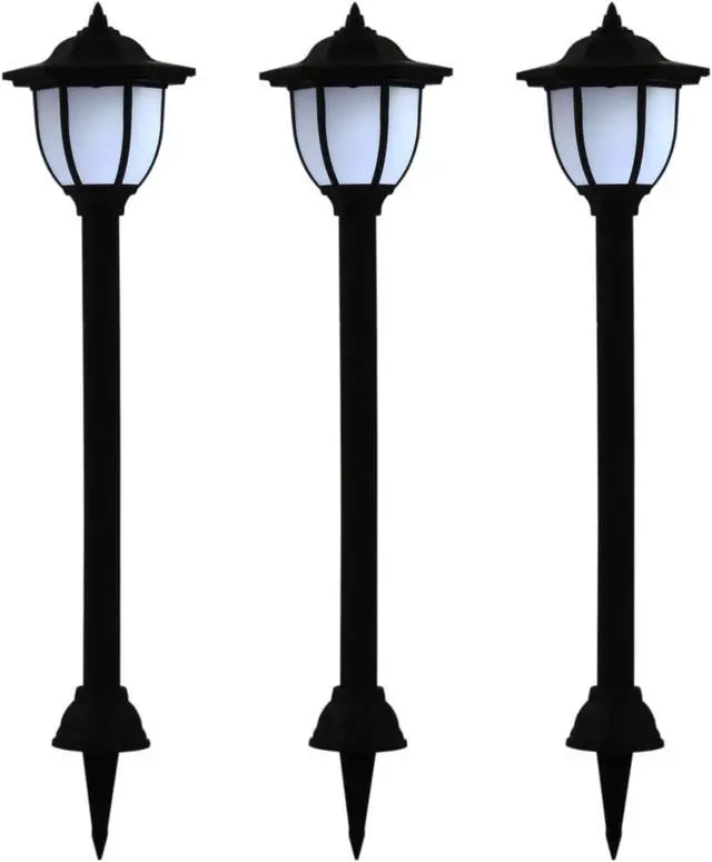 Alt view image 8 of 14 - vidaXL Outdoor Pathway Light LED Solar Walkway Light with Ground Spike 3 pcs