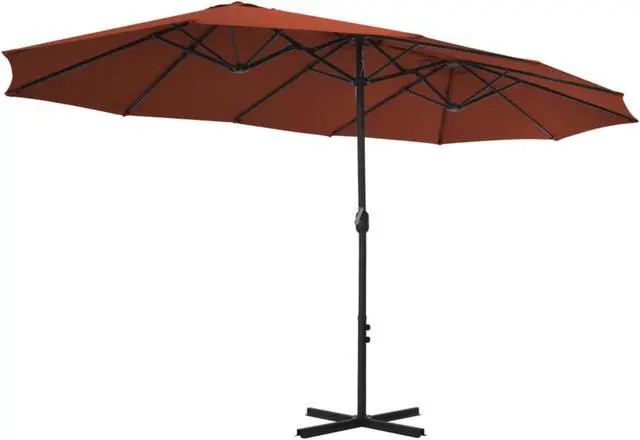 Alt view image 11 of 14 - vidaXL Garden Parasol with Metal Pole 390 cm Bordeaux Red