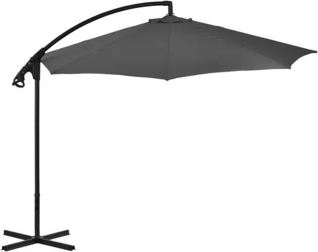 Alt view image 12 of 16 - vidaXL Garden Parasol with Aluminium Pole 2x1,5 m Anthracite