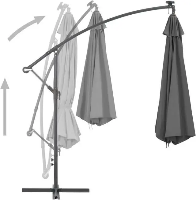 Alt view image 15 of 16 - vidaXL Garden Parasol with Aluminium Pole 2x1,5 m Anthracite