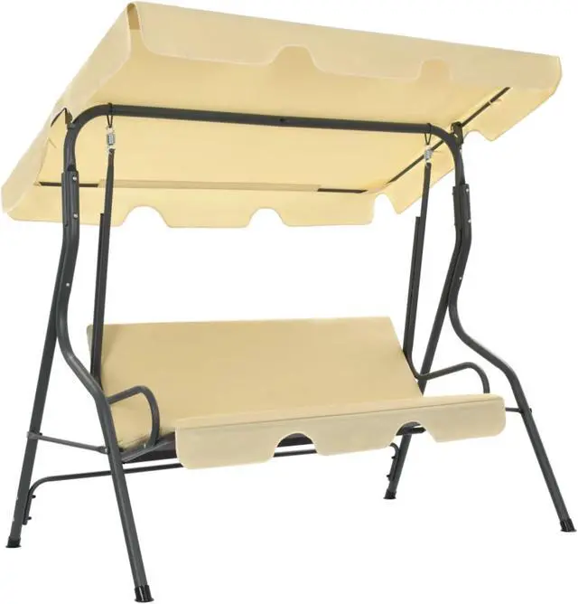 Alt view image 7 of 12 - vidaXL Patio Swing Chair Outdoor Bench with Canopy and Cushion Cream White