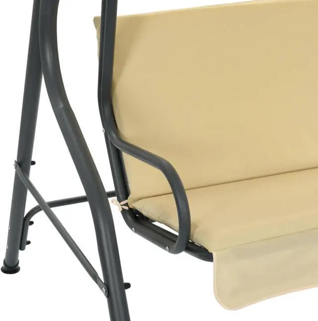 Alt view image 10 of 12 - vidaXL Patio Swing Chair Outdoor Bench with Canopy and Cushion Cream White