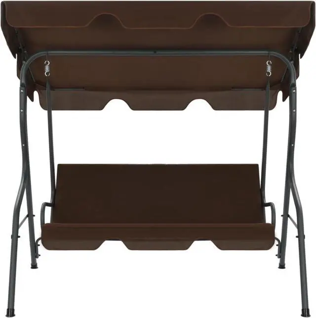 Alt view image 8 of 13 - vidaXL Garden Swing Chair Outdoor Bench with Canopy and Cushion Coffee Steel