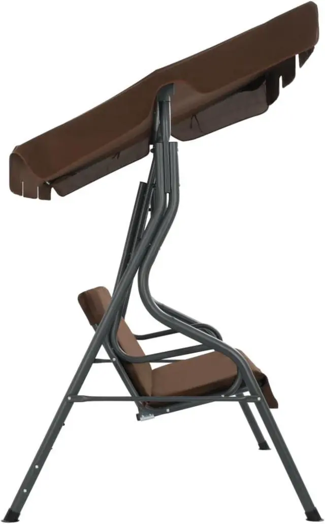 Alt view image 9 of 13 - vidaXL Garden Swing Chair Outdoor Bench with Canopy and Cushion Coffee Steel