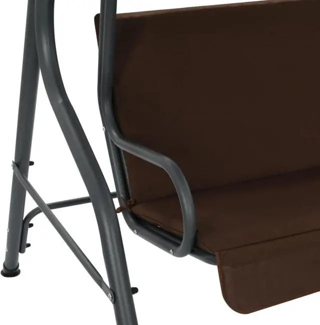 Alt view image 10 of 13 - vidaXL Garden Swing Chair Outdoor Bench with Canopy and Cushion Coffee Steel