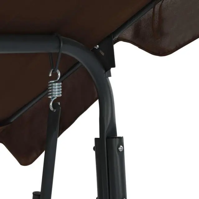 Alt view image 11 of 13 - vidaXL Garden Swing Chair Outdoor Bench with Canopy and Cushion Coffee Steel