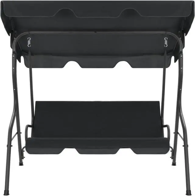 Alt view image 8 of 12 - vidaXL Garden Swing Chair Outdoor Bench with Canopy and Cushion Anthracite Steel