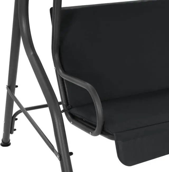 Alt view image 10 of 12 - vidaXL Garden Swing Chair Outdoor Bench with Canopy and Cushion Anthracite Steel