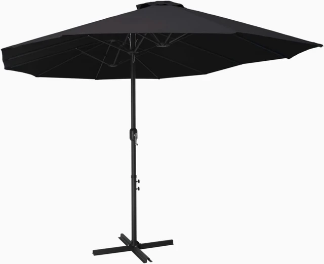Alt view image 8 of 13 - vidaXL Outdoor Umbrella Patio Parasol with Double Top and Cross Base Black