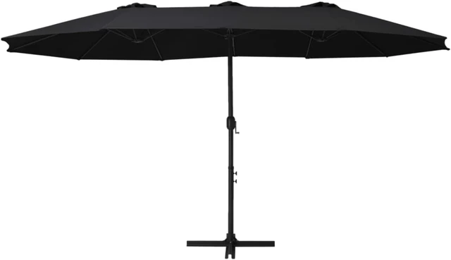 Alt view image 11 of 13 - vidaXL Outdoor Umbrella Patio Parasol with Double Top and Cross Base Black