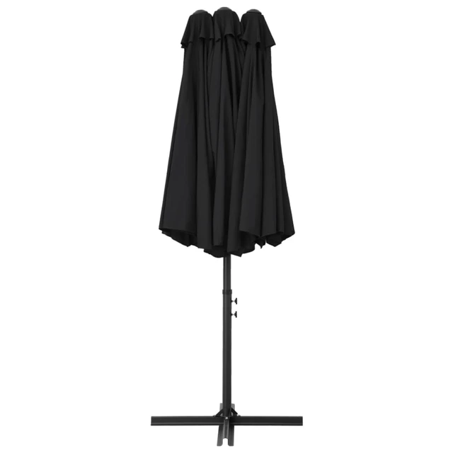 Alt view image 13 of 13 - vidaXL Outdoor Umbrella Patio Parasol with Double Top and Cross Base Black