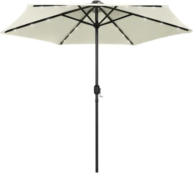 Alt view image 7 of 12 - vidaXL Parasol with LED Lights and Aluminum Pole 106.3" Sand White Garden