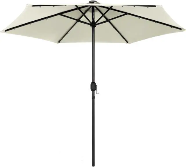 Alt view image 9 of 12 - vidaXL Parasol with LED Lights and Aluminum Pole 106.3" Sand White Garden