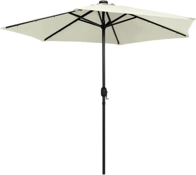Alt view image 10 of 12 - vidaXL Parasol with LED Lights and Aluminum Pole 106.3" Sand White Garden