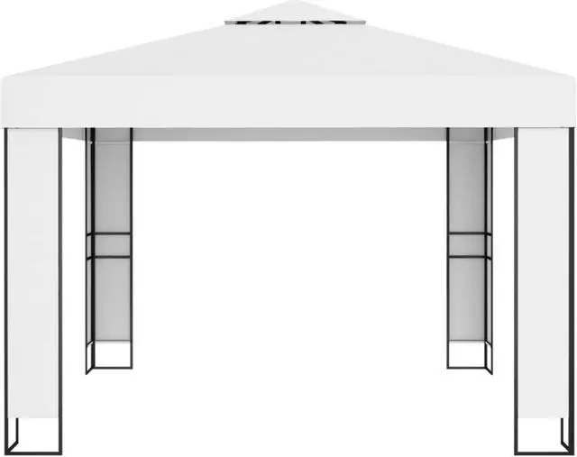 Alt view image 2 of 11 - vidaXL Gazebo with Double Roof 118.1"x118.1" White