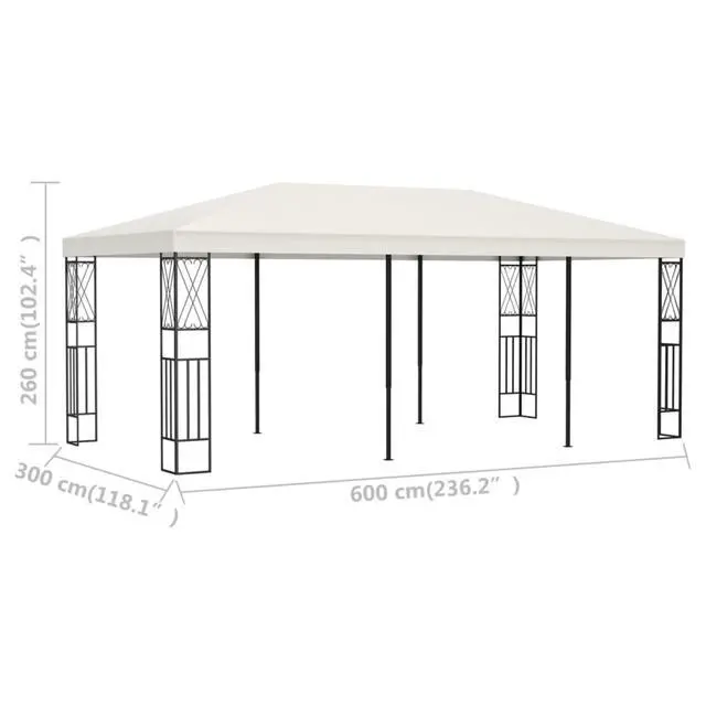 Alt view image 6 of 12 - vidaXL Gazebo 118.1"x236.2" Cream Fabric