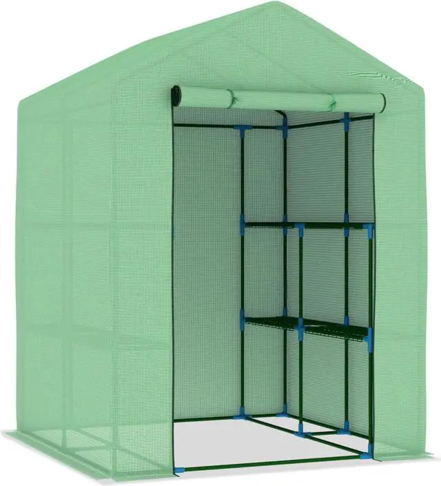 Alt view image 13 of 13 - vidaXL Greenhouse Grow House for Plant Growing Green House with Shelves Steel