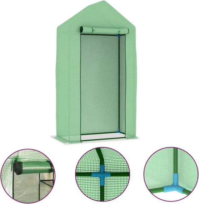 Alt view image 9 of 13 - vidaXL Greenhouse Grow House for Plant Green House with Steel Frame 5.4 ft²