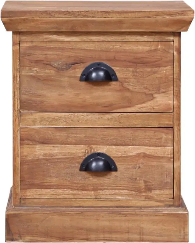 Alt view image 11 of 13 - vidaXL Solid Teak Wood Bedside Cabinet Bedside Table Nightstand Storage Wooden