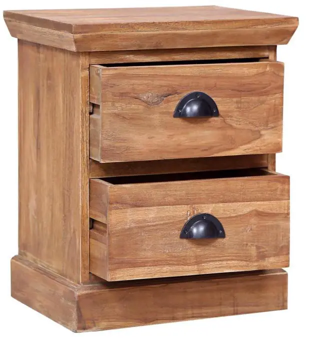 Alt view image 12 of 13 - vidaXL Solid Teak Wood Bedside Cabinet Bedside Table Nightstand Storage Wooden