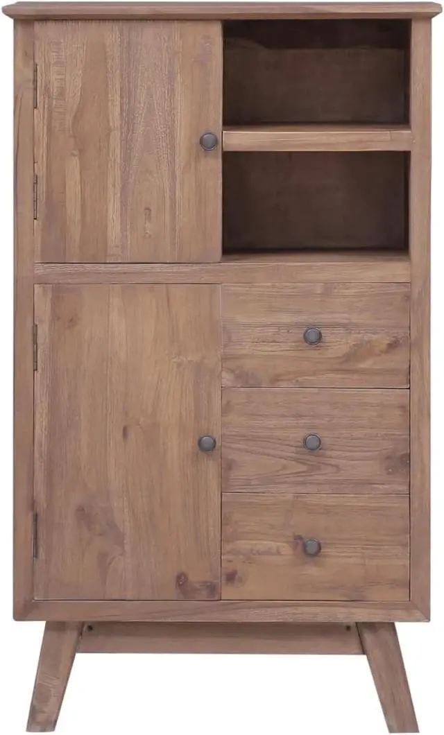 Alt view image 9 of 13 - vidaXL Sideboard Side Cabinet with 3 Shelves and 3 Drawers Solid Teak Wood